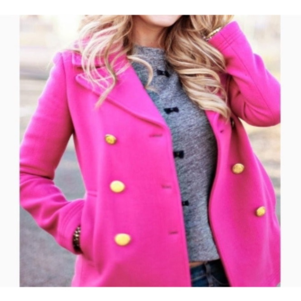 JCrew Hot Pink Pea Coat
